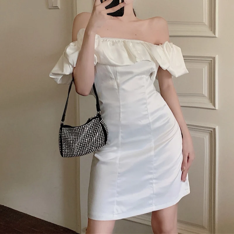 

Платья с оборками, женское повседневное летнее платье с высокой талией, женская одежда, однотонное платье без бретелек, летние женские сара...