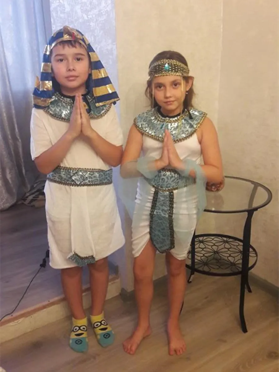 

Halloween Nile Egyptian Pharaoh Cleopatra Costumes Cosplay Girls Costume Egypt Princess Prince Family Party Dress