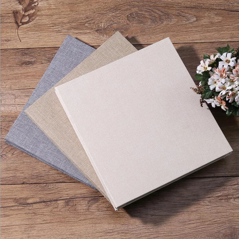 16-inch 20 Pages Self Adhesive DIY Photo Album Scrapbook Album Rustic Linen Cloth Cover Lovers Memorial Photo Wedding Album