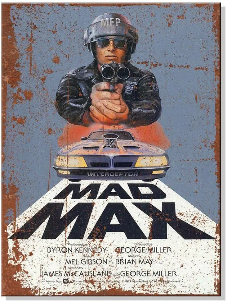 

Пленка из фильма A Mad Max в стиле ретро, металлический фотоплакат, Настенный декор, искусство, потертый, шикарный подарок