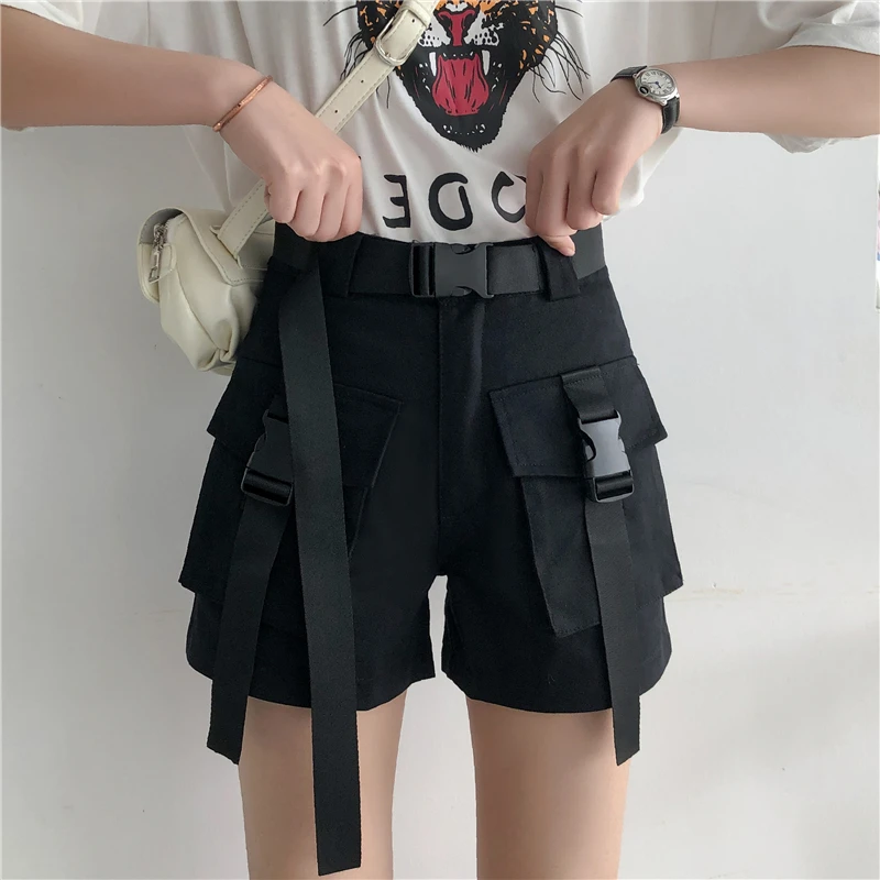 

Women High Waisted Shorts Ladies Summer Fashion Plus Size Streetwear Casual Cargo Shorts with Belt Pockets Jogging Shorts