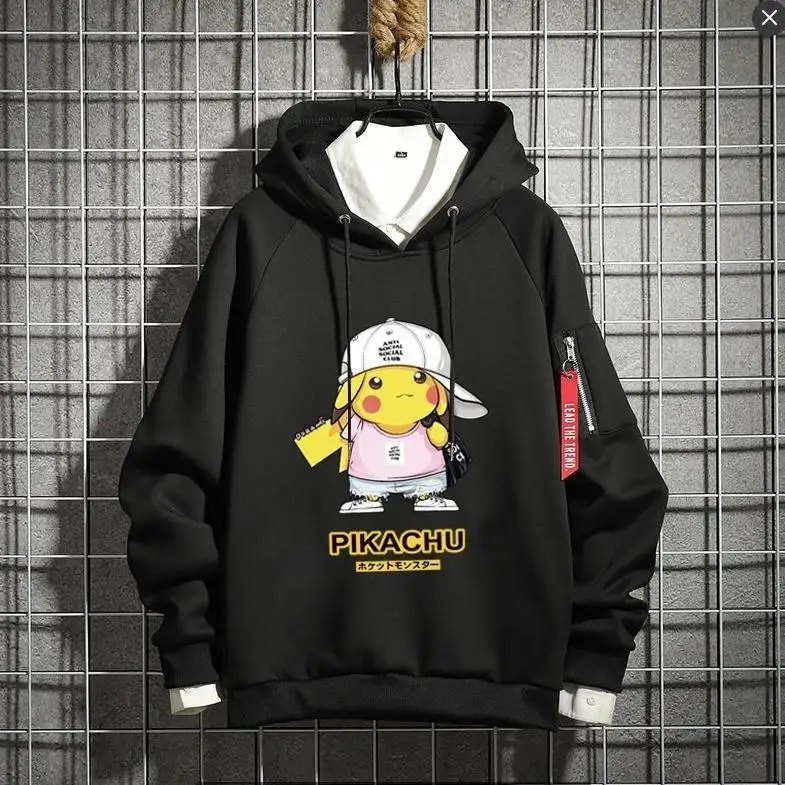 Мужские толстовки с Пикачу Pokemon толстовка капюшоном и принтом из мультфильма