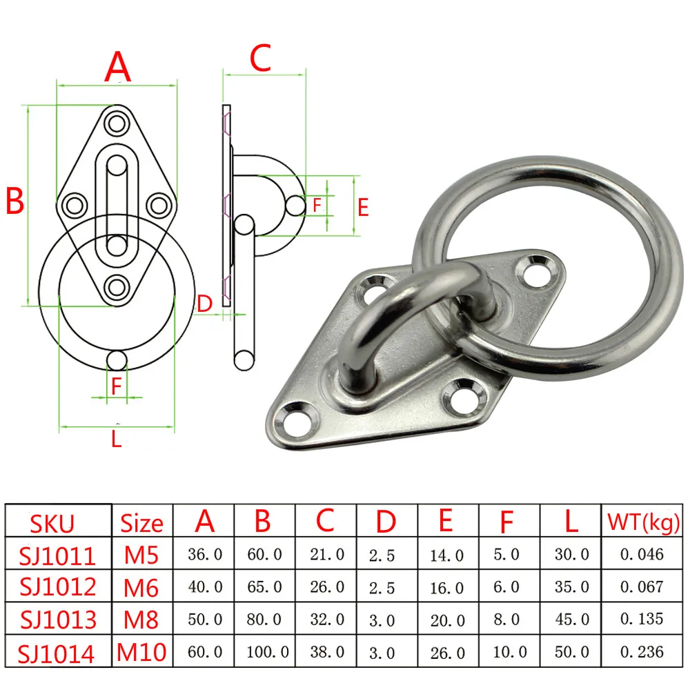 304 нержавеющая сталь M5/ M6/ M8 сверхмощное кольцо для глаз с пластинчатым ремнем