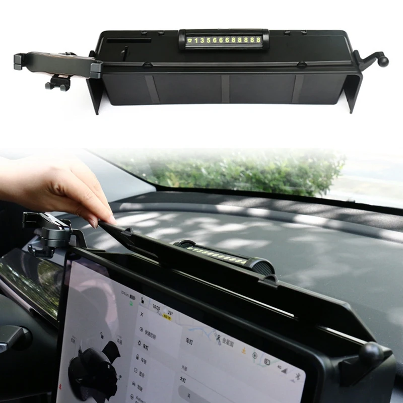 

Car Mobile Phone Holder for Tesla Model Y Mobile Phone Holder Sunglasses Organizer Storage Box Interior Accessories