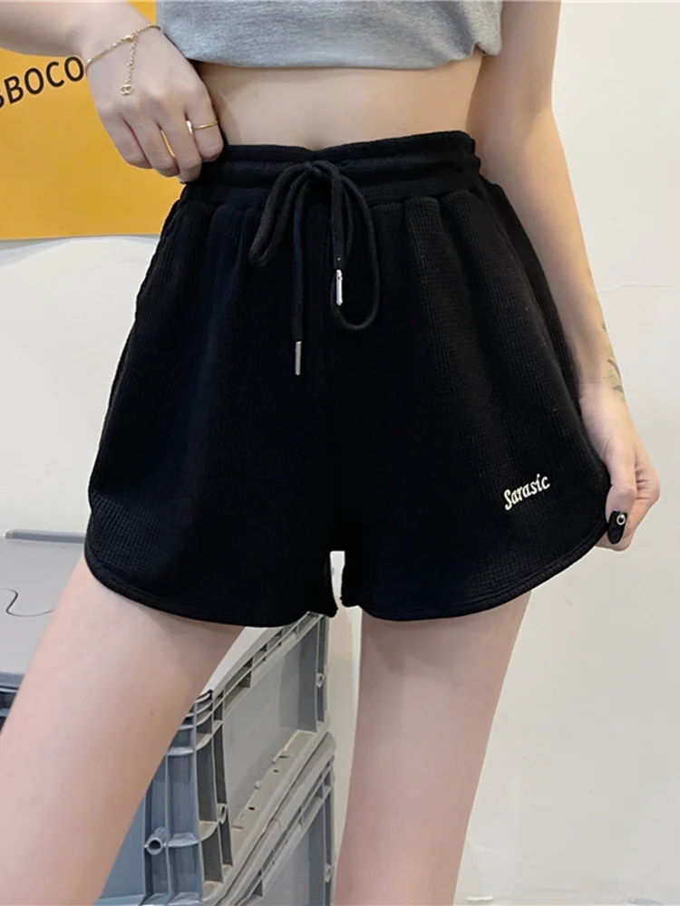 Sports Shorts Women's Summer Thin Style Loose and Versatile High Waist Outer Wear Running Wide Leg Casual Pants Gray | Женская