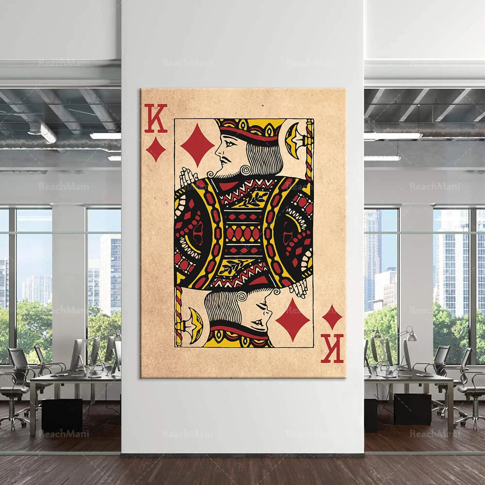 

King of Diamonds poster printing | Vintage playing card wall art printing | | Card game printing | Century playing card printing