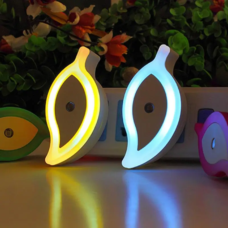 

1PC US/EU plug leaf shape energy-saving light control night light LED sensor light smart home night light baby bedroom lamp