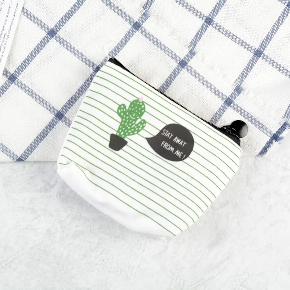 Холщовый кошелек для мелочи в стиле ретро с изображением кактуса маленький сумка