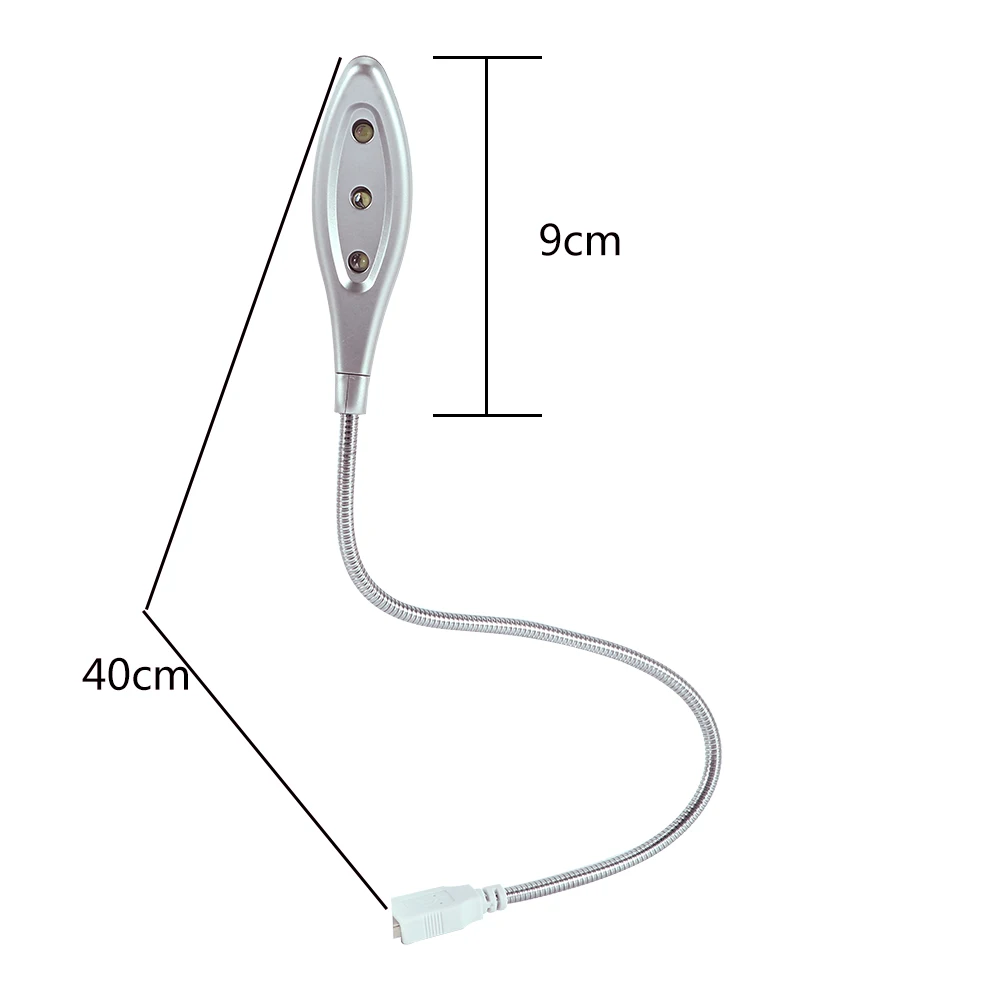 USB-лампа для чтения книг с 3 светодиодный лампами гибкий металлический