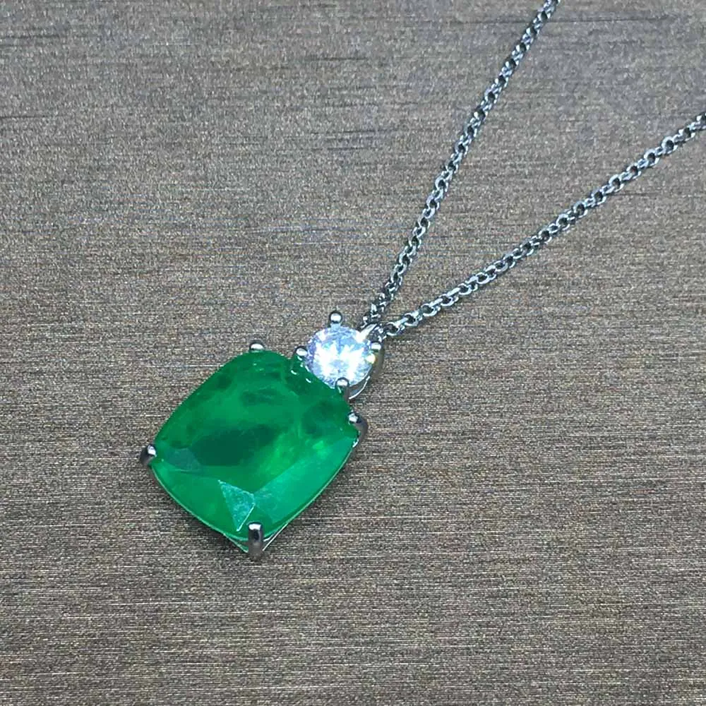 CSJ подвеска с изумрудом из стерлингового серебра 925 пробы Серебряная Подушка 12*14