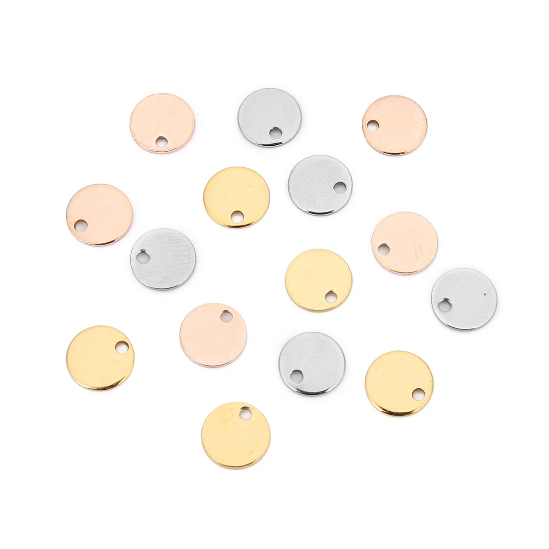 

20pcs/lot 6-25mm Single Hole Stainless Steel Smooth Round Blank Tag For DIY Earrings Pendant Base Tray
