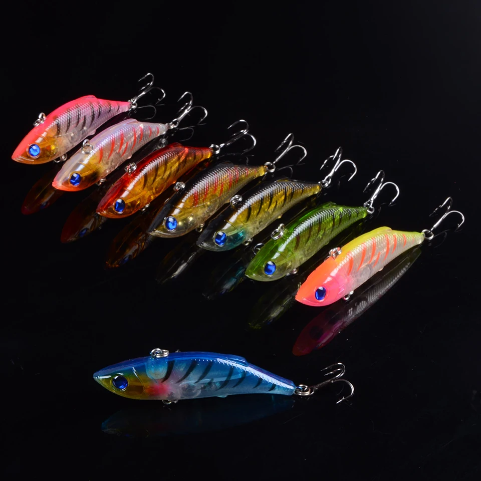 

1pcs 7.5cm 10g Isca Artificial Bait Hard VIB Lures Fishing Pencil Bait Treble Hooks Sinking Crankbait Fishing Tackle 3D Eyes