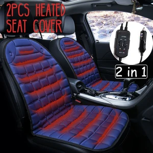 2pcs in 1 universal fast electric heated adjustable blackgreyblueredcoffee car heated seat cover winter pad auto cushion 12v free global shipping