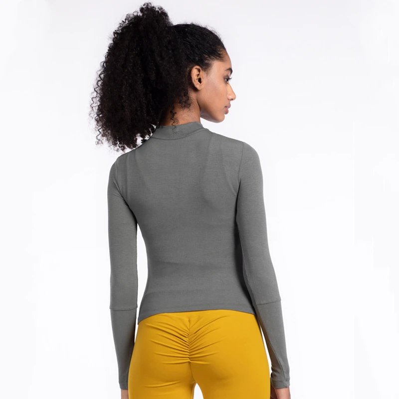 Ребристый Топ для тренировок Женская компрессионная футболка тренажерного зала