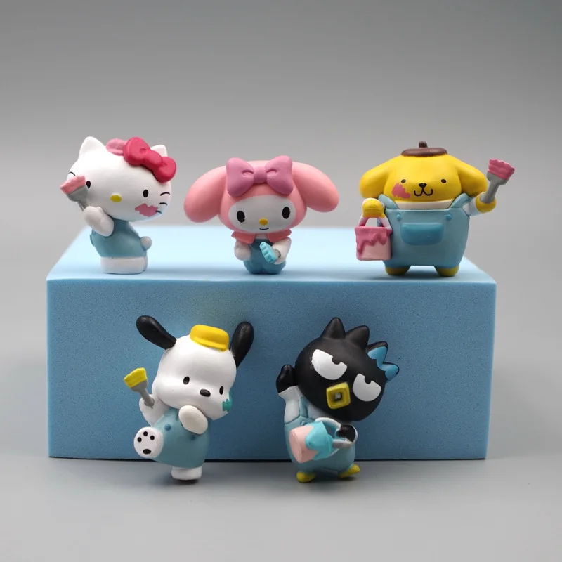 

Набор 5 кавайных аниме-художников Sanrio из серии Mymelody Kuromi с помпоном пурин Китти Коричный декоративные украшения