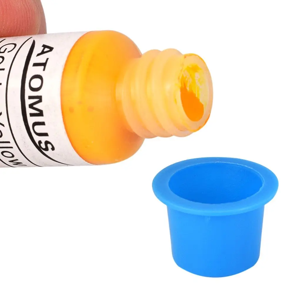 

ATOMUS Disposable Tattoo Ink Cups Caps Permanent Makeup Pigment Cups Caps 100pcs 12mm Medium Size Yellow For Tattoo Supplies