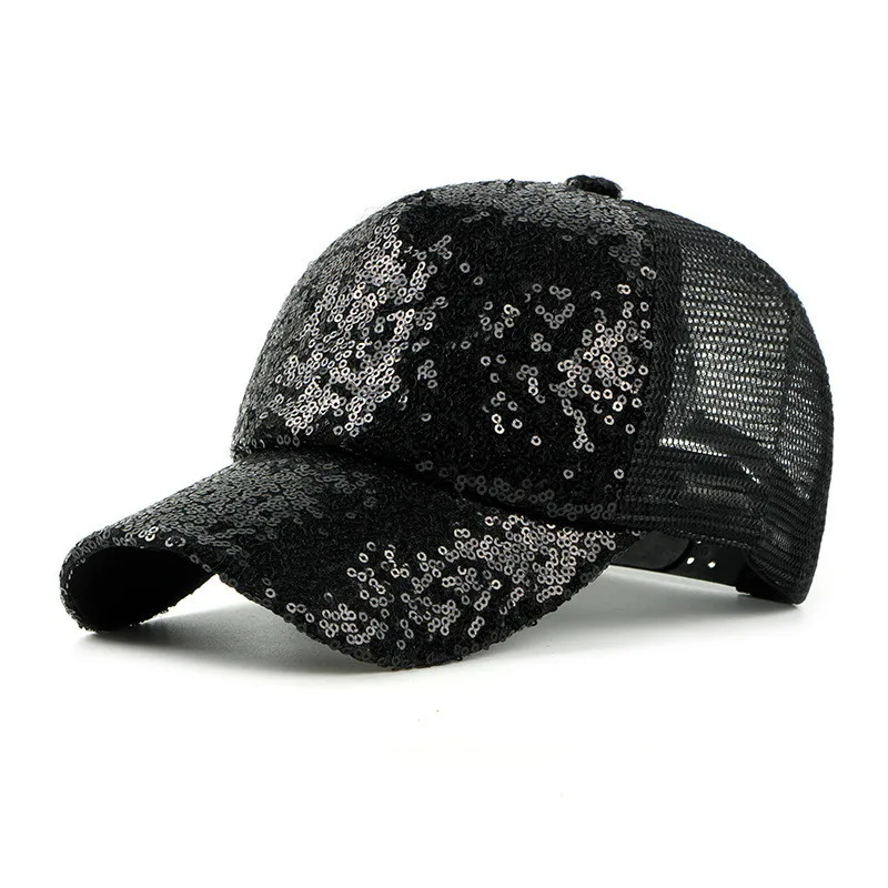 

Summer hat children sequins long eaves baseball cap grid breathable cap tide