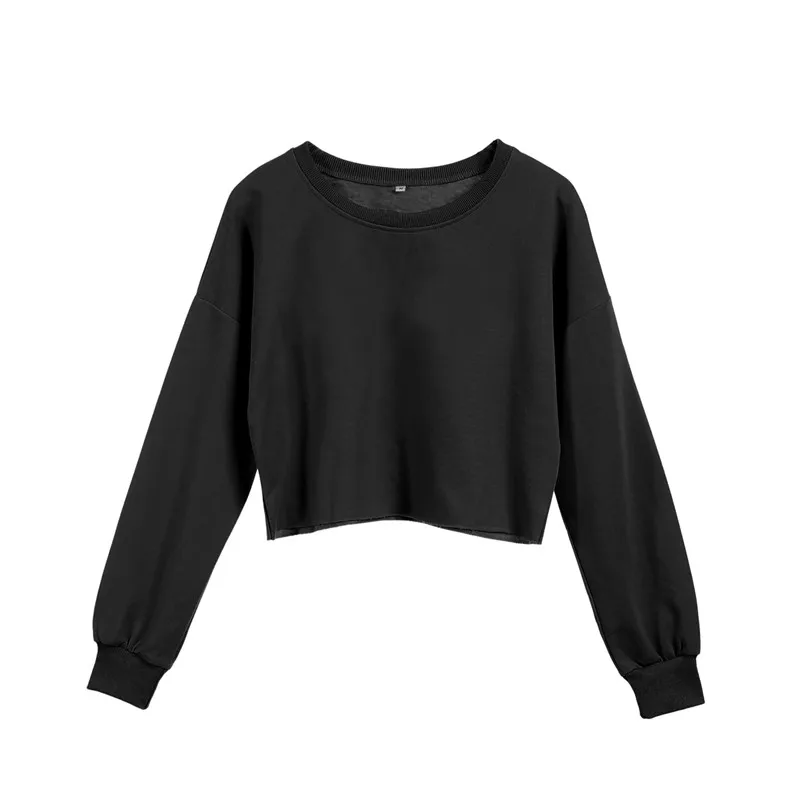 

Women basic casual sweatshirts fashion autumn clothing long sleeve Round Neck slim short pullover crop top casual outwear female