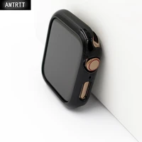 amtrtt case for apple watch series 4 5 6 7 se electroplating shiny plastic bumper hard frame cover for iwatch ultra thin case