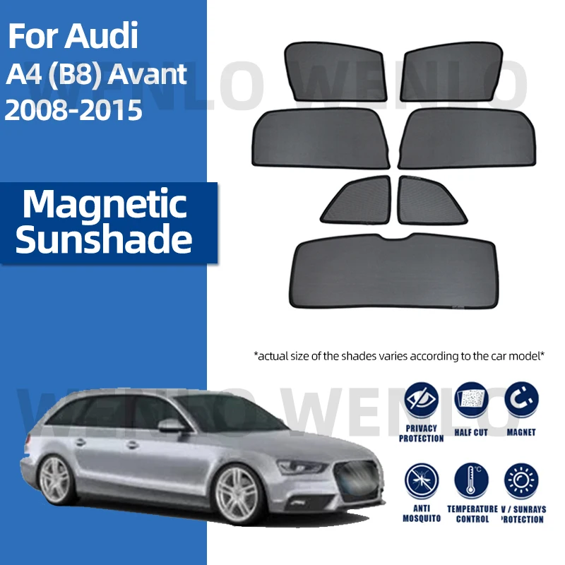 

For Audi A4 (B8) Avant 2008-2015 Car Side Window Protective Sunshade Magnetic Mesh Folded Windshield Curtain