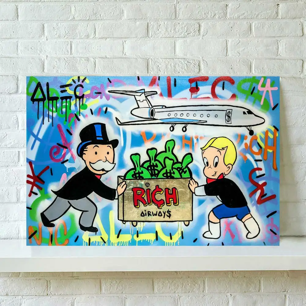 

Alec Monopolys Rich Air Ways Abstract Wall Art Oil Painting Poster Canvas Painting Print Pictures for Living Room Home Decor