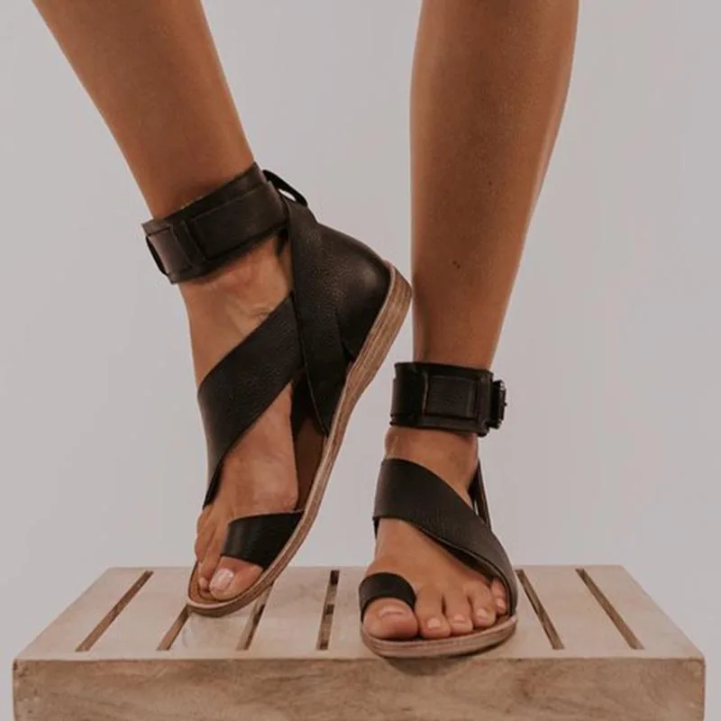 

Hot Women's Shoes Flat Sandals Female Open-Toe Casual Shoes Women Roman Style Ladies Sandalias Plus Size De Mujer