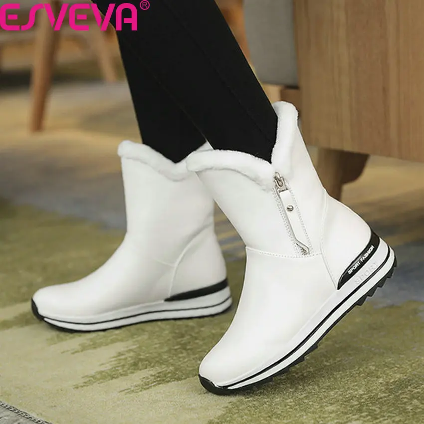 Женские ботильоны на танкетке ESVEVA зимние теплые меховые ботинки из