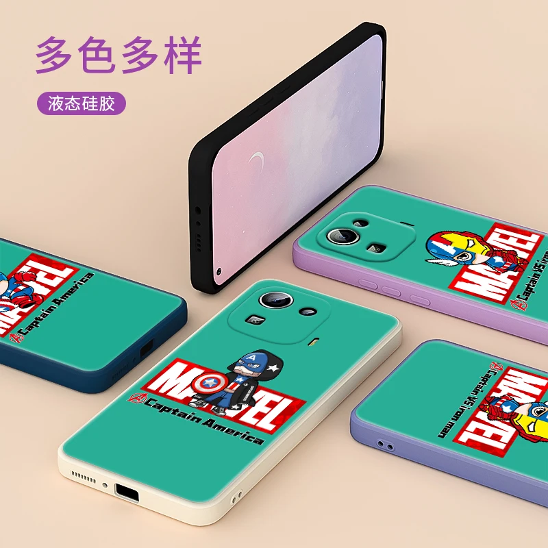 

Marvel Captain America Avenger For Xiaomi 11 Ultra 11T 10T 10 CC9 9SE 8SE A3 Pro Youth 5G Liquid Silicone Soft Cover Phone Case