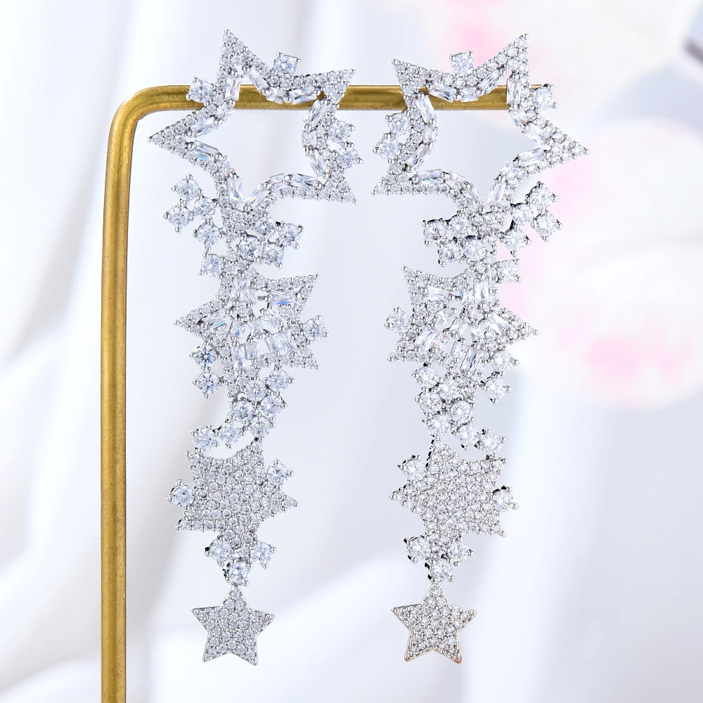 

GODKI Luxury Stars Pendant Earrings Trendy Cubic Zircon Indian gold earrings for women Wedding Engagement Party JEWELRY GIFT