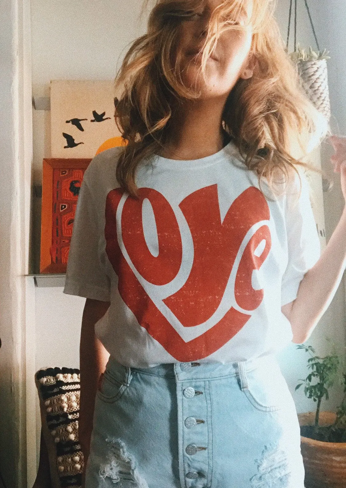 Женская футболка в стиле ретро Cute More Love летняя с рисунком красного сердца белая