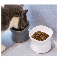 modern raised tilted cat bowl water food feeder plastic elevated design bowls for cats dogs pet products cat orthopedic bowl
