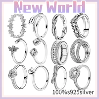 100 925 pandora sterling silver rings wholesale popular flower lucky rings for women jewelry making dorpshipping