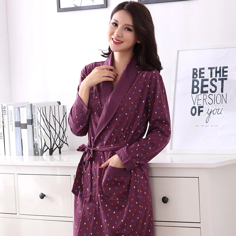 Размера плюс L-XXXL хлопковый Халат для сна Для Женщин Осенние пикантные Pijamas мужские зимние парки Inverno: ночная рубашка с длинными рукавами, домашняя одежда халат