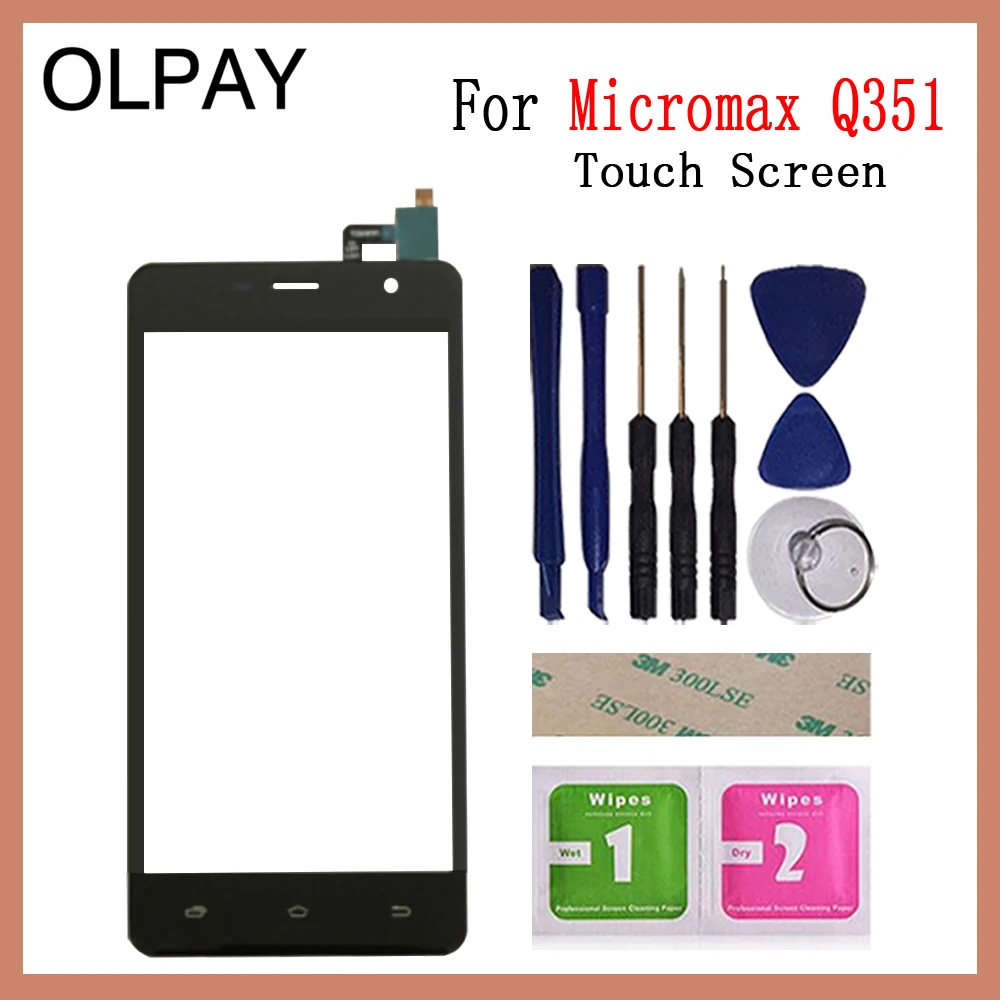 Black With Tools OLPAY 5,0 ''сенсорный экран для Micromax Q351 сенсорный экран дигитайзер Панель переднее стекло объектив сенсор инструменты клей+ салфетки - Цвет: Black With Tools