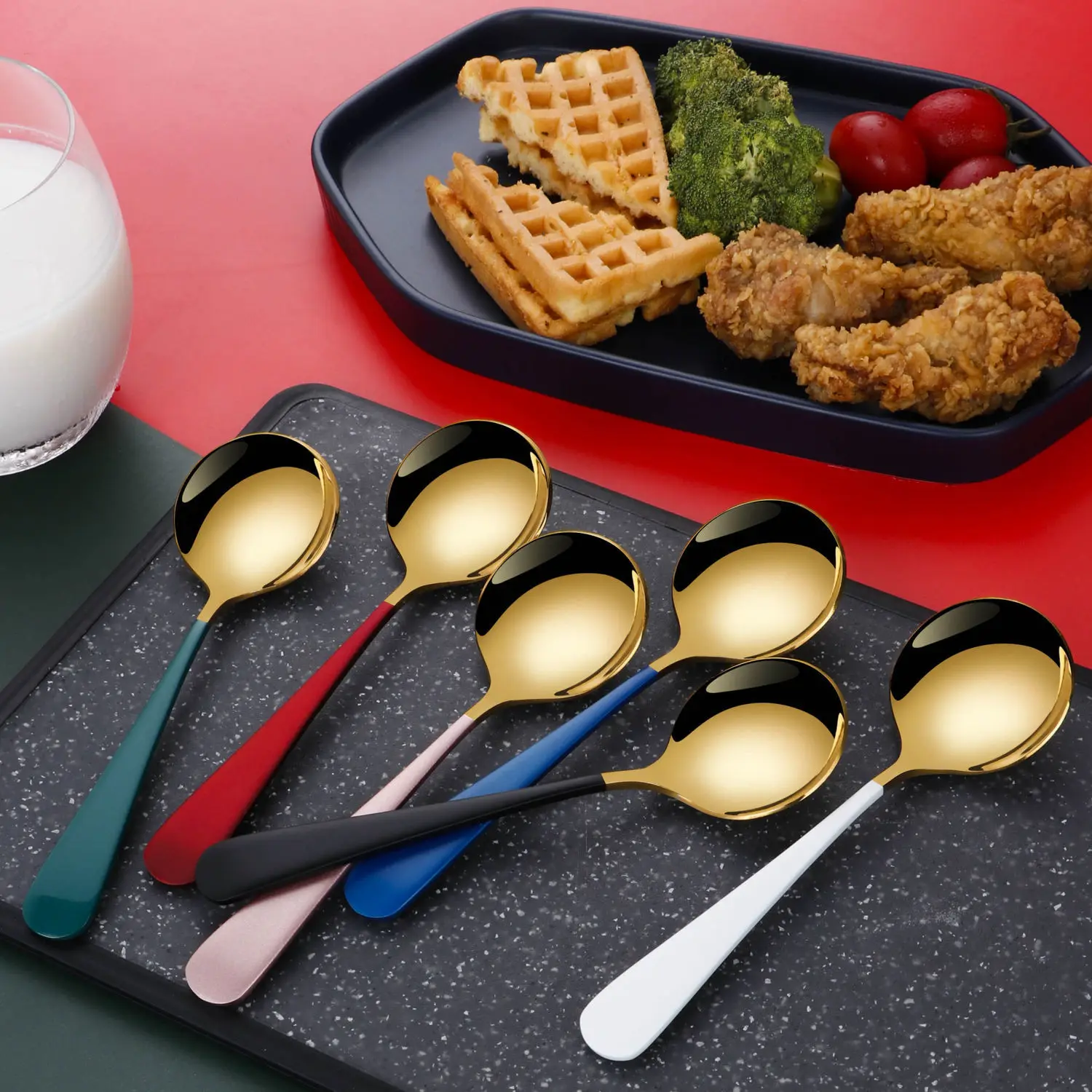 

Stainless Steel round Spoon Coffee Ice Cream Spoon Retro Cute Head Spoon Kitchen Gadget stir spoon set ice cream scoops 1
