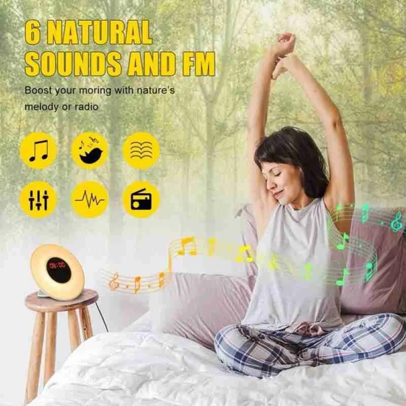 Цифровые часы-будильник натуральный Wake Up светодиодный светильник показывают