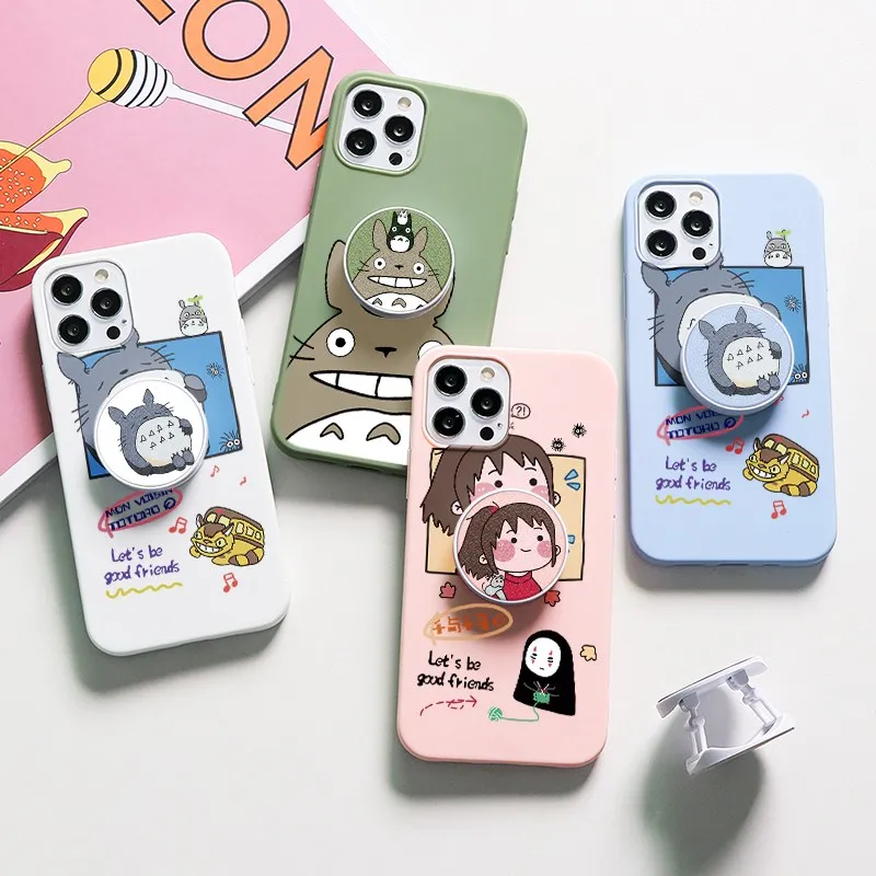 Чехлы для телефонов Hayao Miyazaki Anime Toroto iPhone 11 12 Pro Max X XR XS SE 2020 SE3 5 5S 7 8 6 6S Plus с подставкой