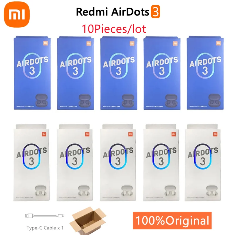 

10pcs/lot Xiaomi Redmi AirDots 3 TWS True Wireless Bluetooth 5.2 Earphone Touch Control AptX Adaptive Stereo With Mic Headset
