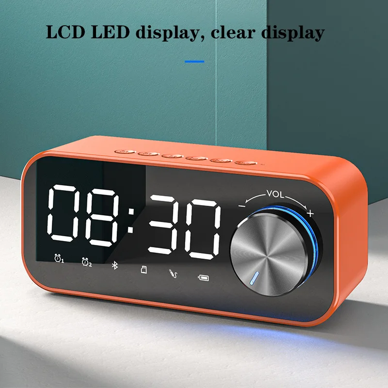 LED Display Alarm Clock Bluetooth Speaker Mobile APP Remote Control High-definition Screen Time mini Subwoofer | Электроника