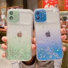 Блестящий прозрачный мягкий чехол для телефона iPhone 13, 12, Mini 11 Pro Max, XS, XR, X, 7, 8 Plus, SE 2020, защитная задняя крышка для слайдера камеры