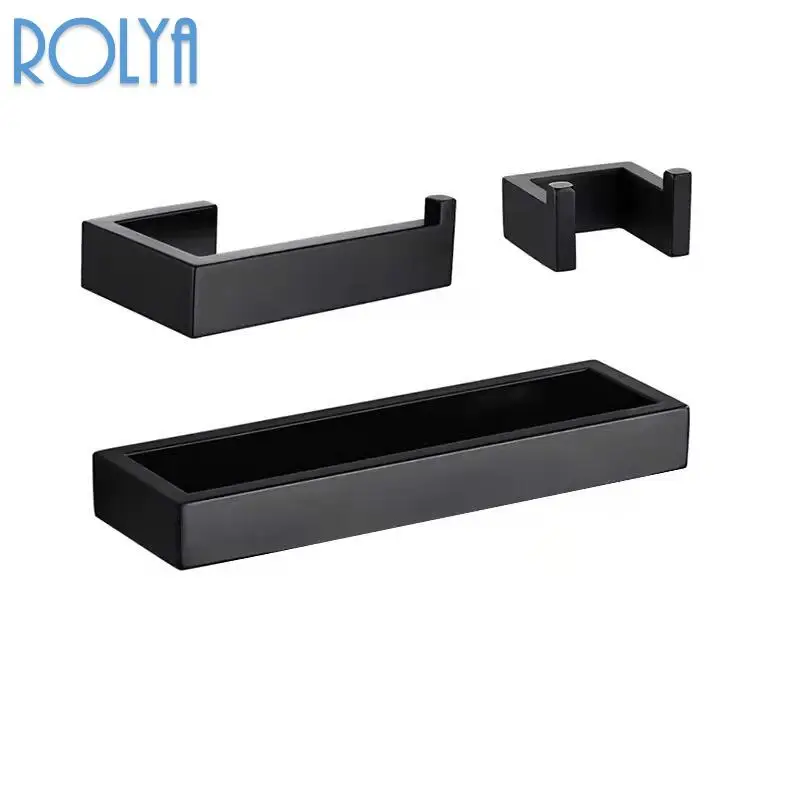 Матовый черный набор Вешалки для полотенец двойное кольцо крючок пальто вешалка