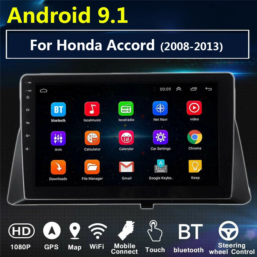 Автомагнитола 10 1 дюйма 2 din Android 9 для Honda Accord 2008 2013 Авторадио 2din GPS автомобильный