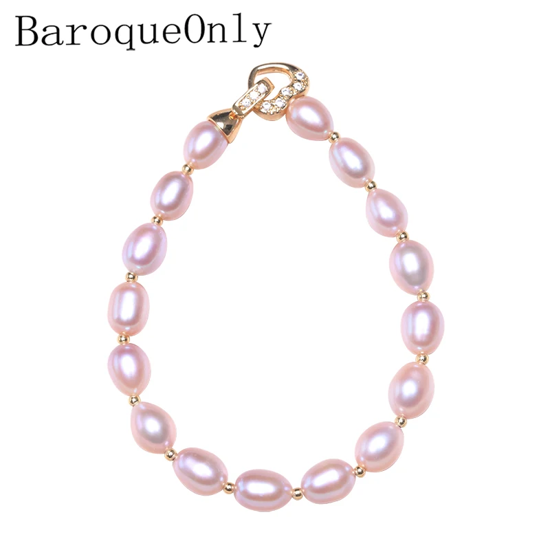 BaroqueOnly зажим-Сердце браслет с жемчужинами овальной формы натуральный неправильный пресноводный жемчуг смешанный цвет несколько размер подарок для девочки HQC