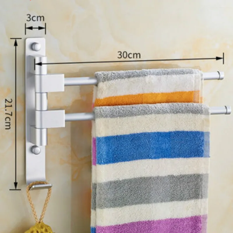 

Towel rack can be rotated without punching aluminum gold towel bar multi-rod gold bathroom wall hanging WY606