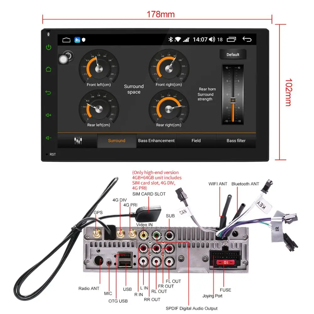 7 дюймовый 2Din Android 8 1 4 Гб 64 сенсорный экран Bluetooth автомобильный проигрыватель с