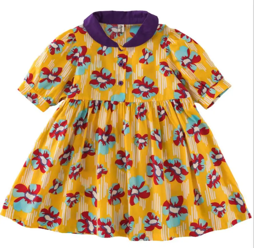 Children print dress 2020 spring autumn new Flowers princesss girls clothes kids ins 3-12Y WS1481 | Детская одежда и обувь