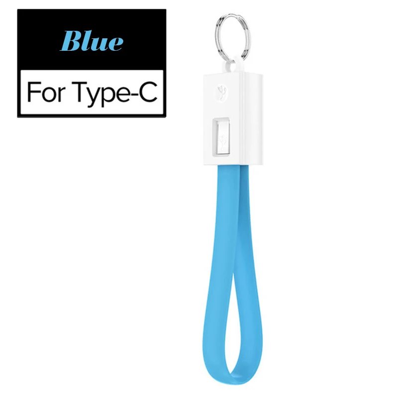Blue for Type-c Мини брелок USB кабель для huawei samsung Xiaomi Портативный 2A Micro usb type-C USB-C кабель аксессуары портативный зарядный кабель - Цвет: Blue for Type-c