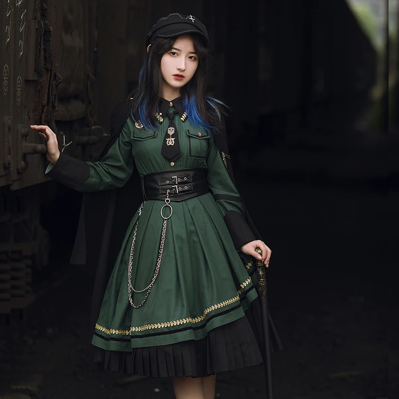 

Vintage Lolita Dress Antique Victorian Dress for Women Costume Autumn Winter Cool Girl retro sailor collar high waist cosplay