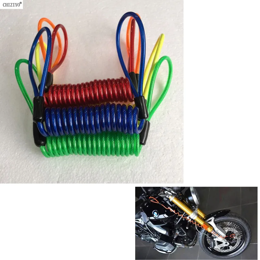 CHIZIYO-alarma de protección antirrobo para motocicleta, bloqueo de disco de seguridad, antirrobo, bolsa de freno de rueda, recordatorio, cuerda de alambre, 120cm