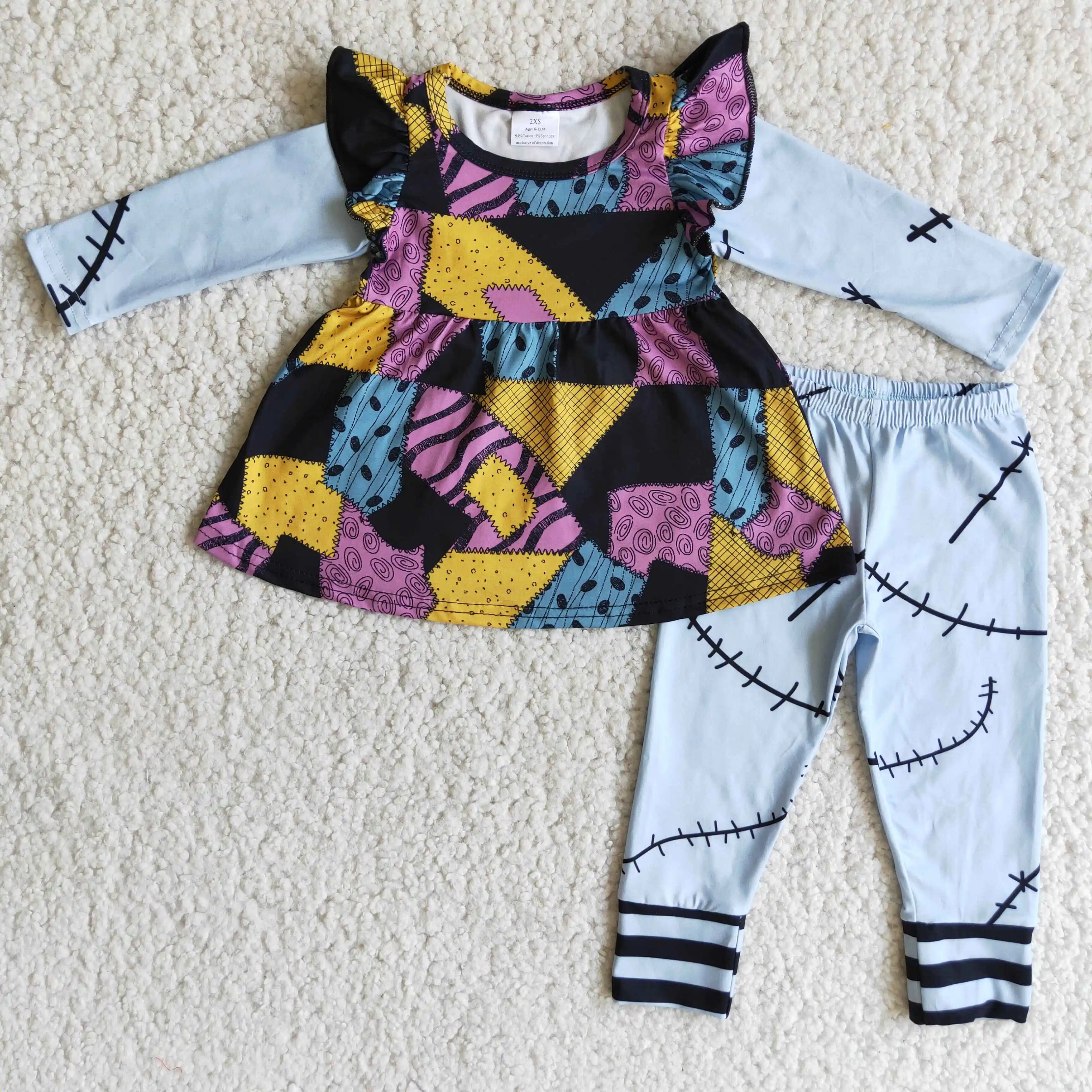 

2021 New Arrivals Casual Long Sleeve Girl Outfits baby Girls' Clothing Sets Ready To Ship